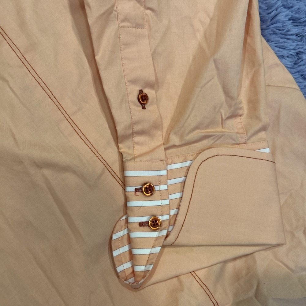 Vintage ANGELINO for‎ Bermuda Size 3XL Western Dress Button Down Peach/orange - Picture 5 of 8